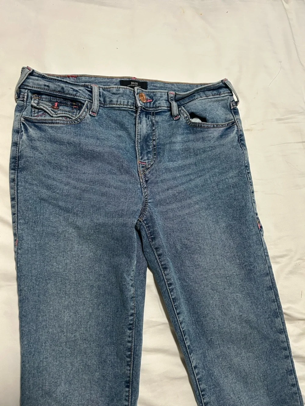 True Religion Women’s Billie MidRise Flap Straight Classic BlueDenim Jeans sz30
